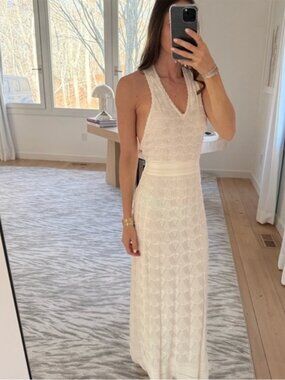 Missoni White Crochet V-Neck Maxi Dress
